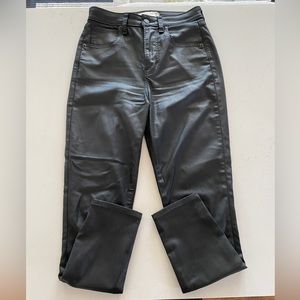 Faux Black Leather High Rise Super Skinny Ankle Jean